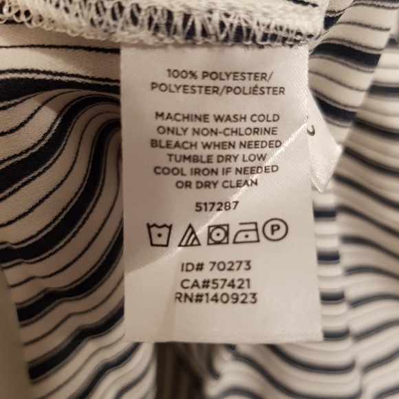 Loft women's size Large dark blue and white striped blouse, New - Picture 5 of 6